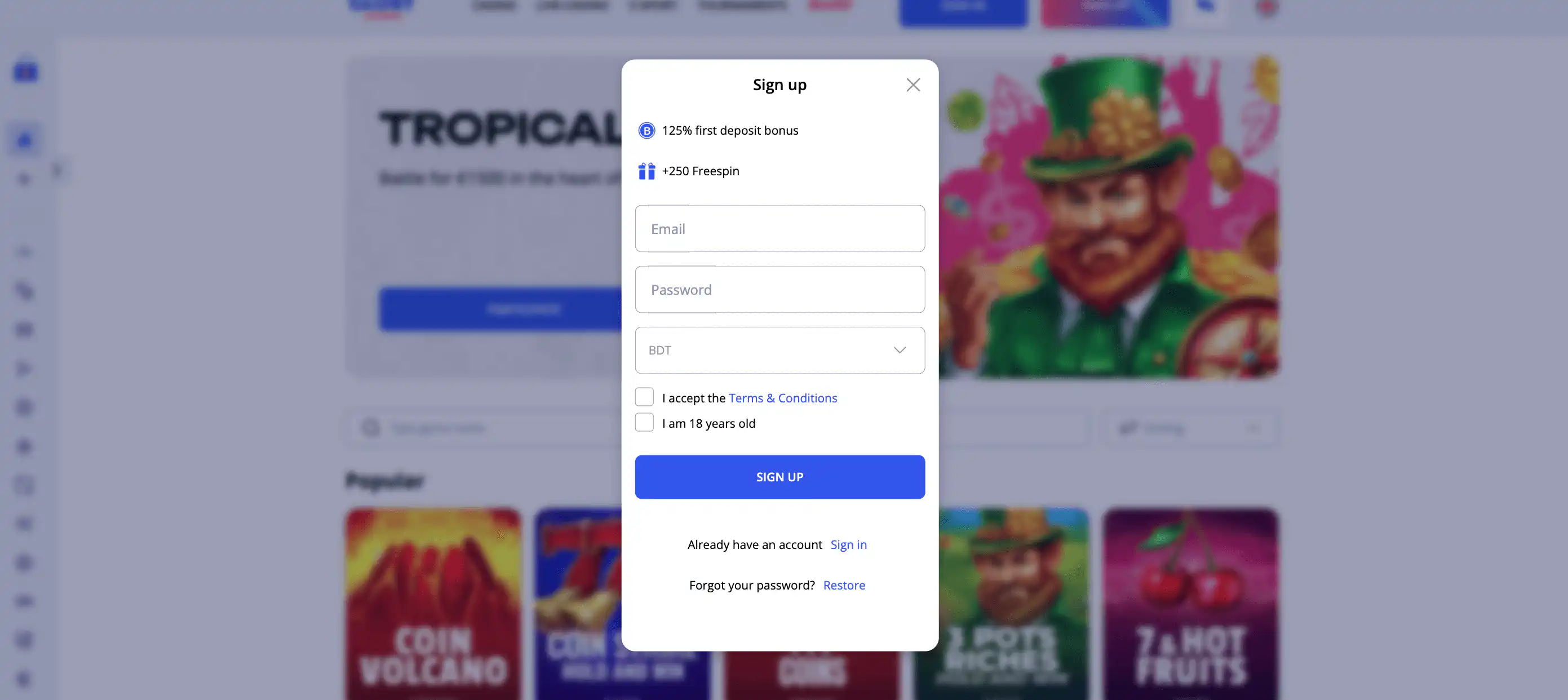 Glory Casino অনলাইন নিবন্ধন